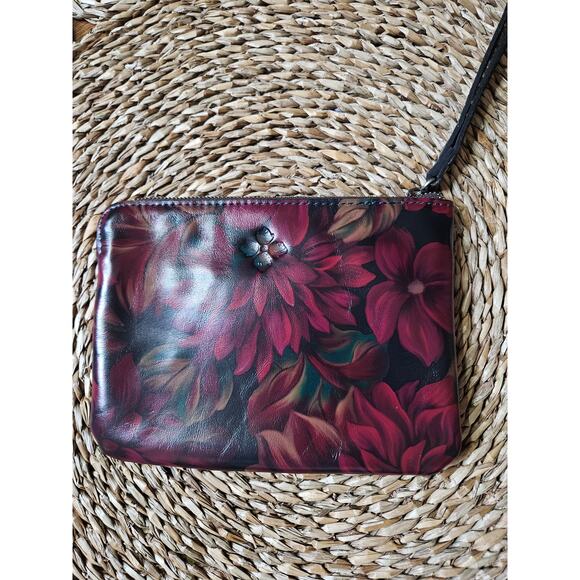Patricia Nash New Rustic Mums Floral Leather Wristlet - Picture 2 of 6